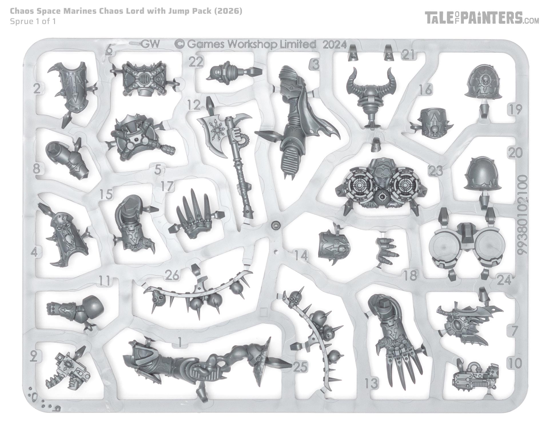 Chaos Lord with Jump Pack model kit sprue from Kill Team: Shadowhunt, on white background
