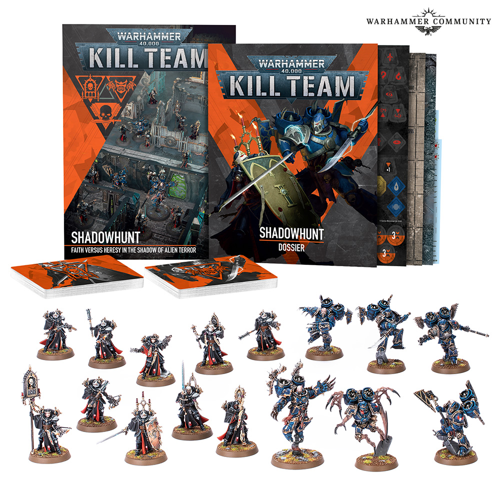 Kill Team: Shadowhunt promo shot with all contents arranged on a white background
