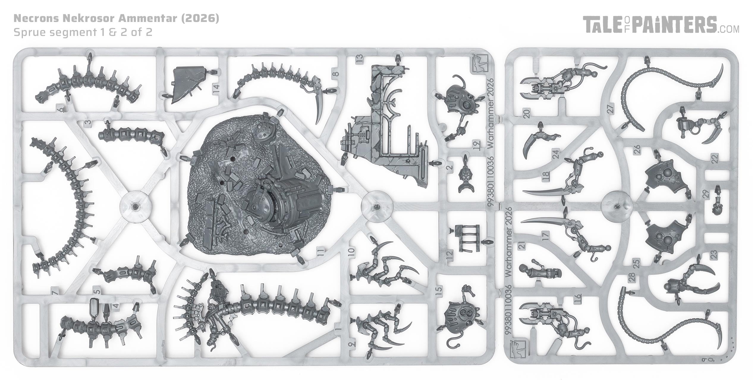 Nekrosor Ammentar Necrons model kit sprue on white background