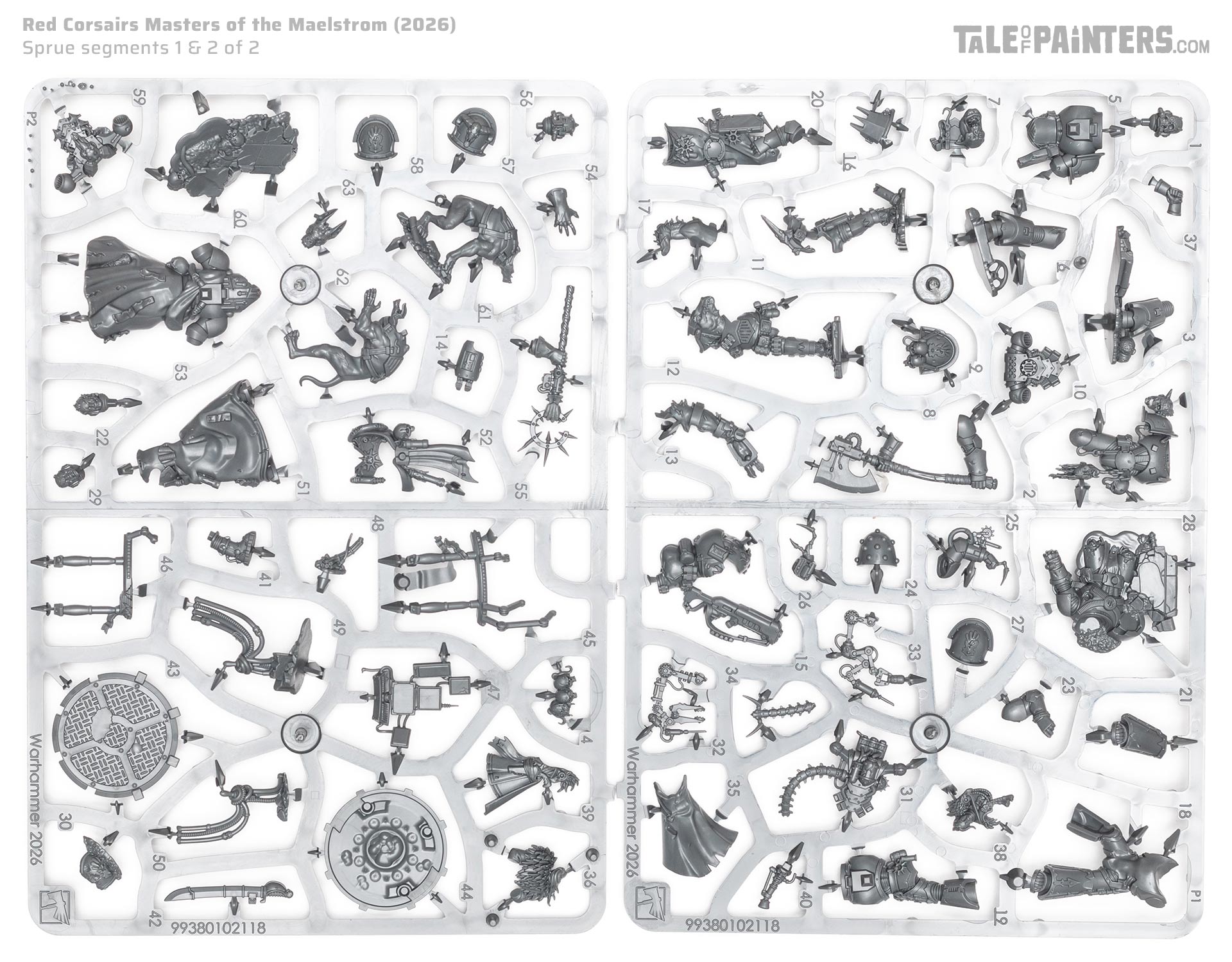 Masters of the Maelstrom plastic model sprues, on white background