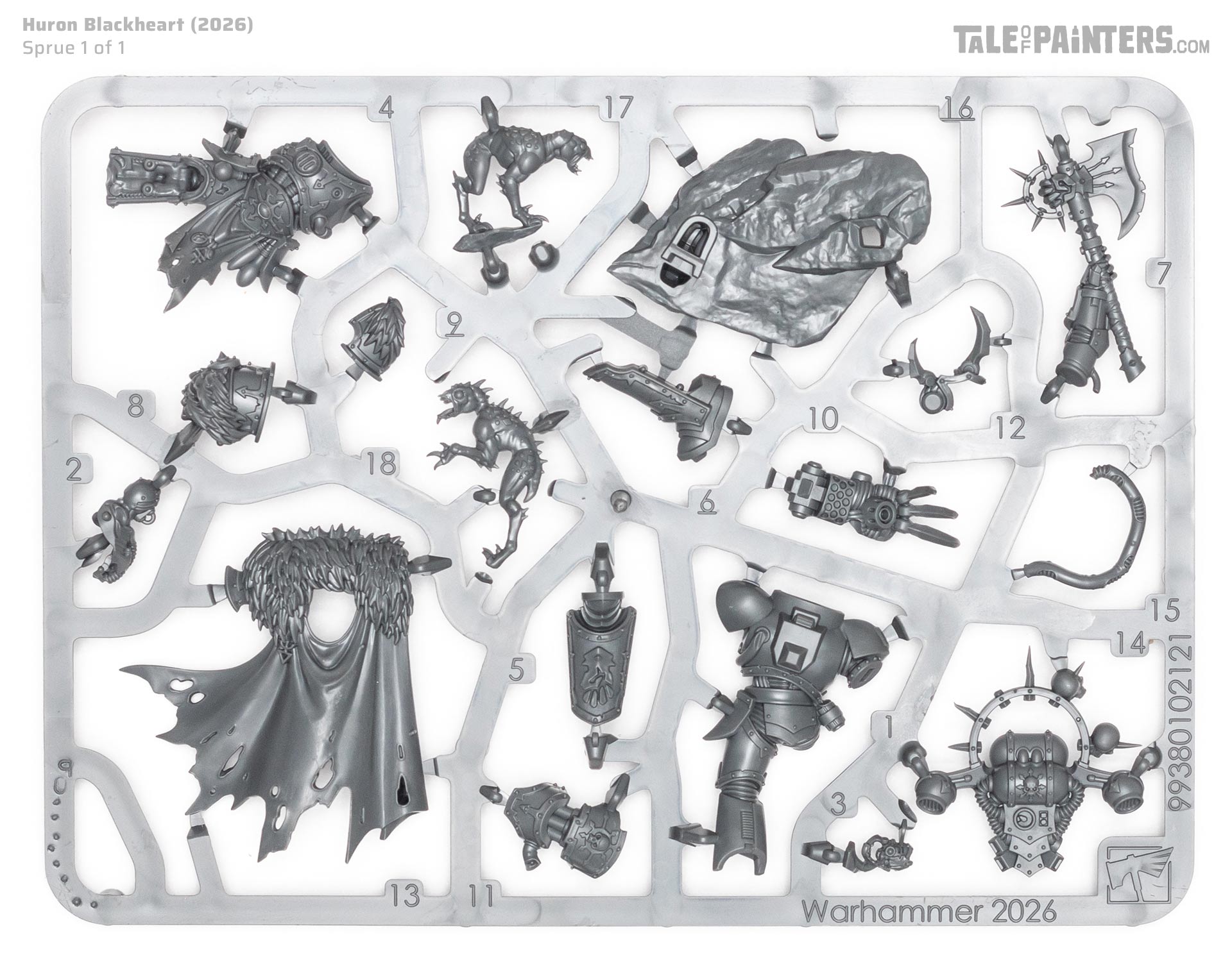 Huron Blackheart plastic model sprues, on white background