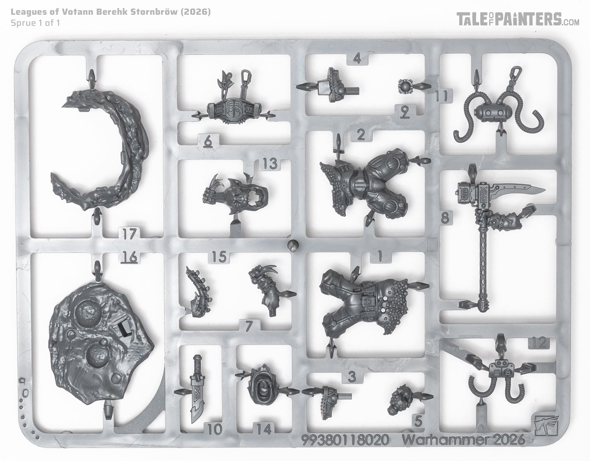 Leagues of Votann Berehk Stornbröw plastic model sprue, on white background