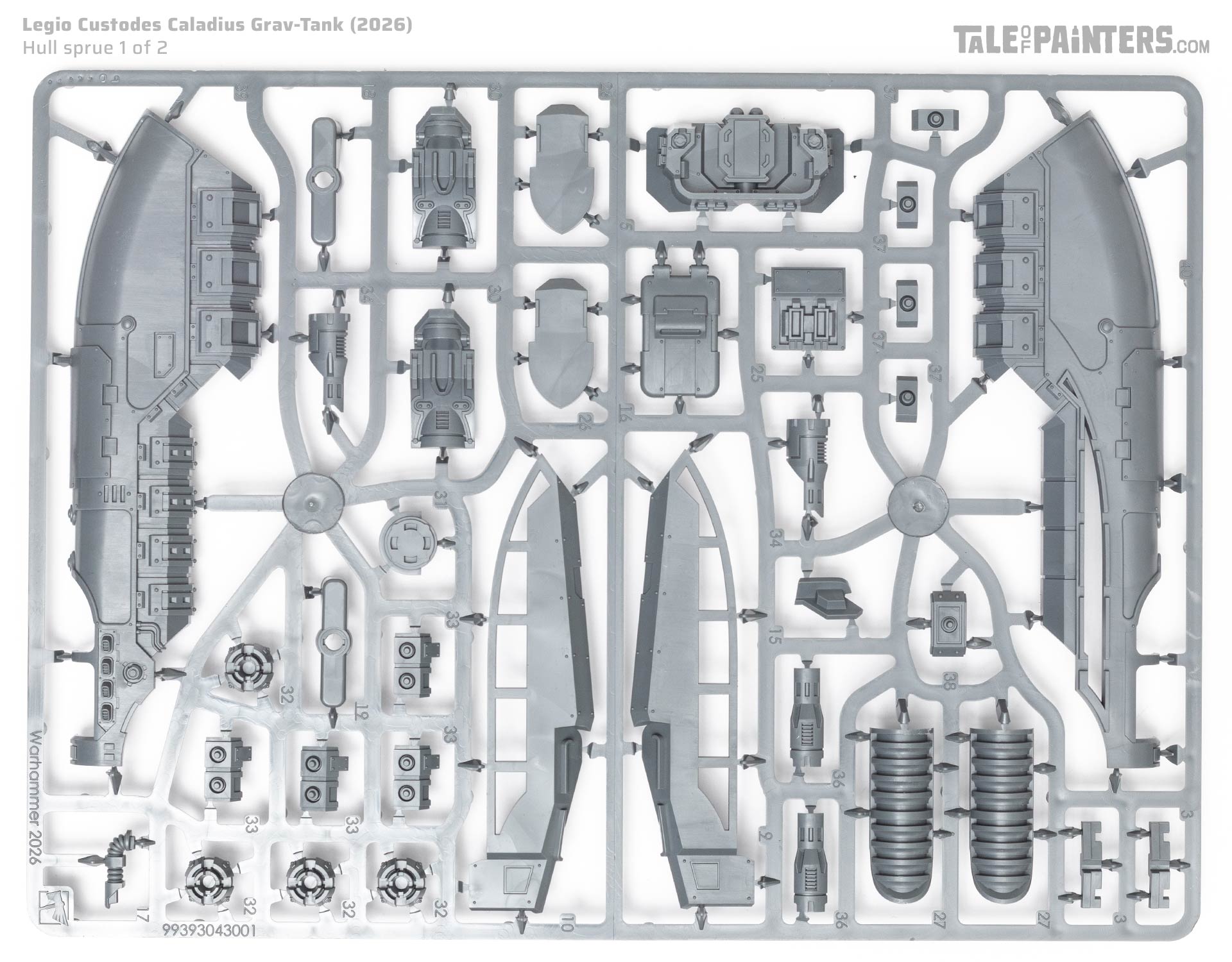 Legio Custodes Caladius hull sprue, on white background