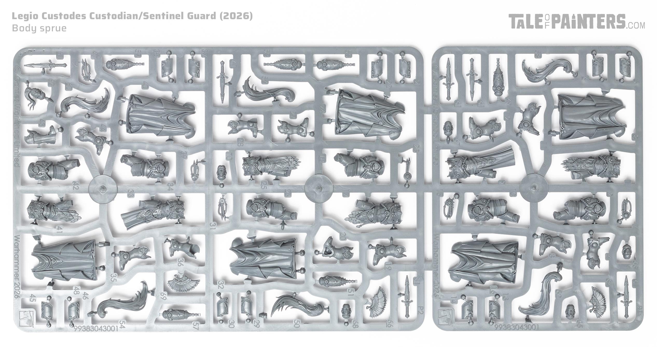 Legio Custodes Custodian Guard & Sentinel Guard body sprue, on white background
