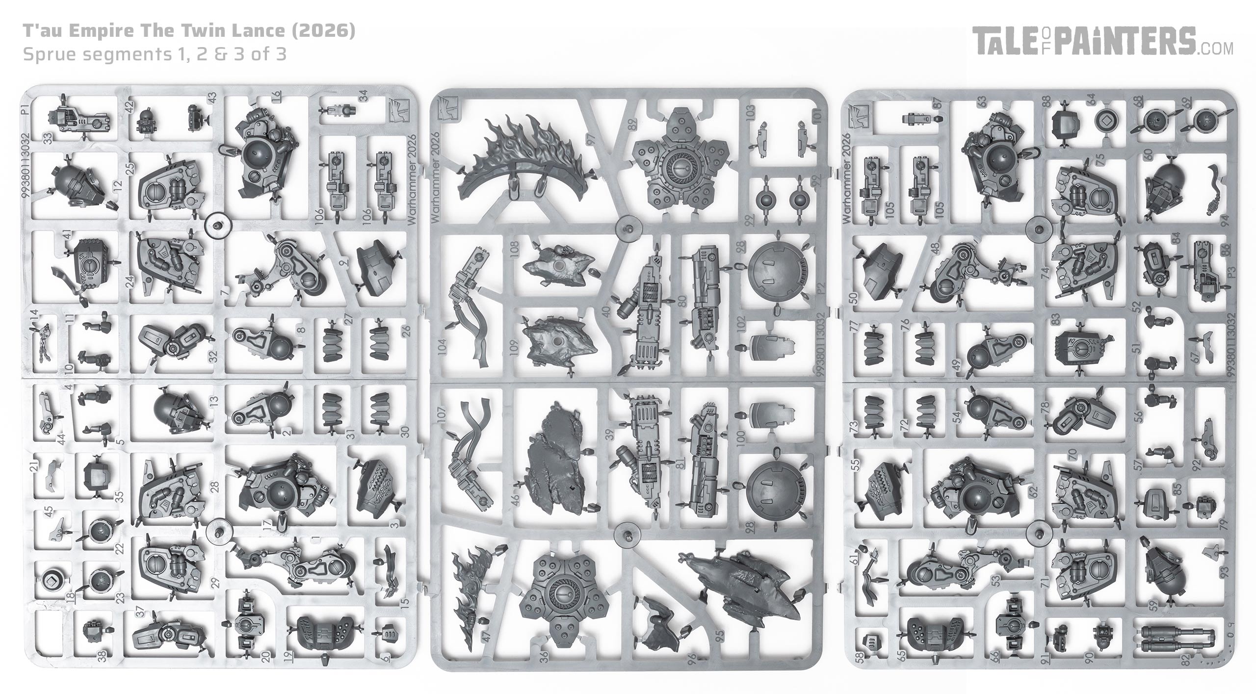 Tau Empire The Twin Lance plastic model sprue, on white background