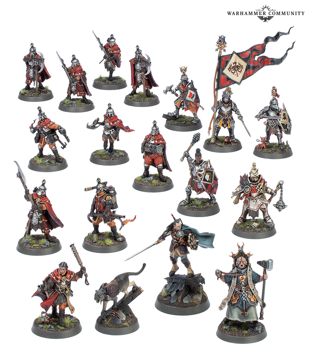 City of Ash Freeguild promo shot with all 18 models arranged on a white background