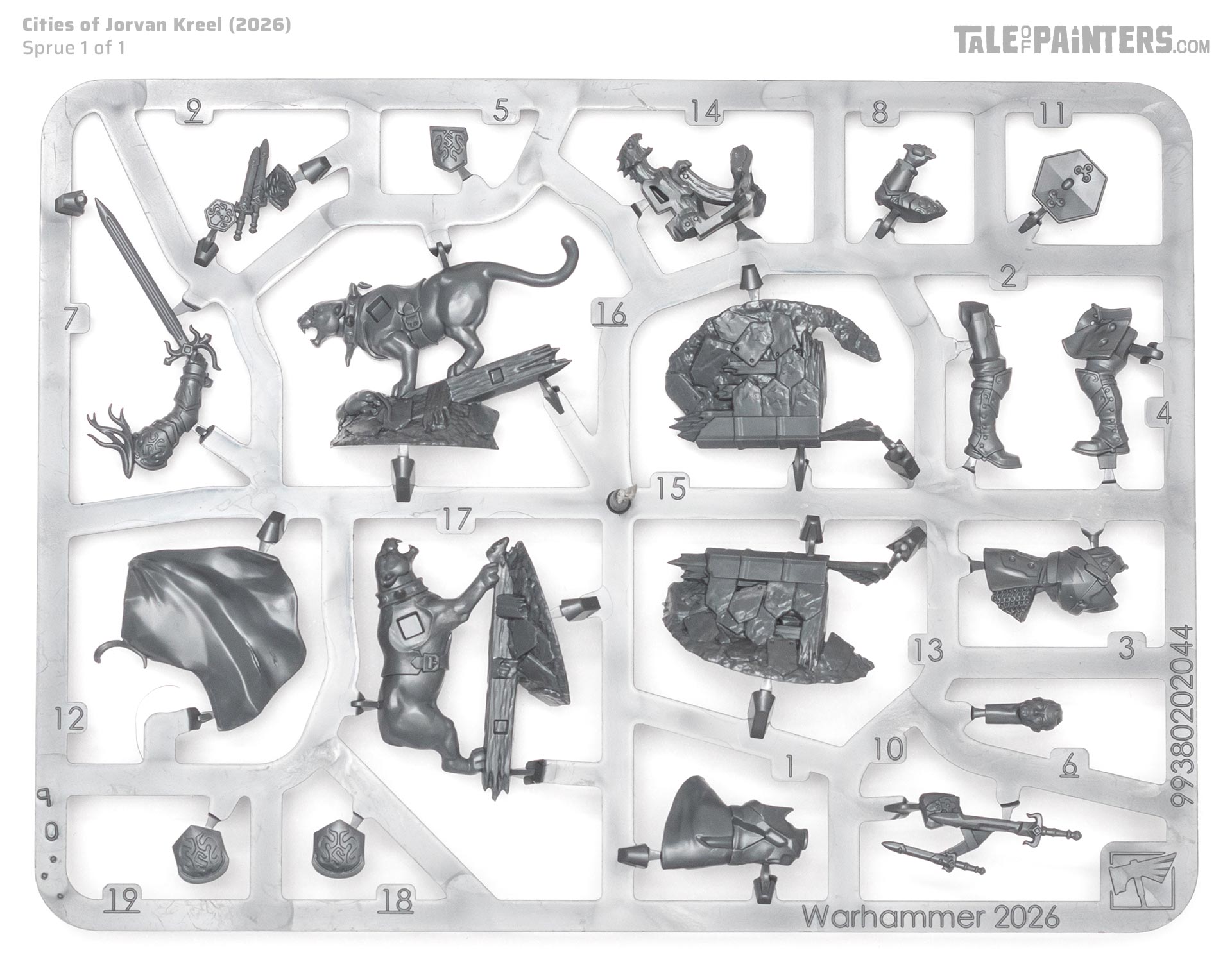 Warhammer Age of Sigmar Cities of Sigmar Jorvan Kreel model sprue, on white background