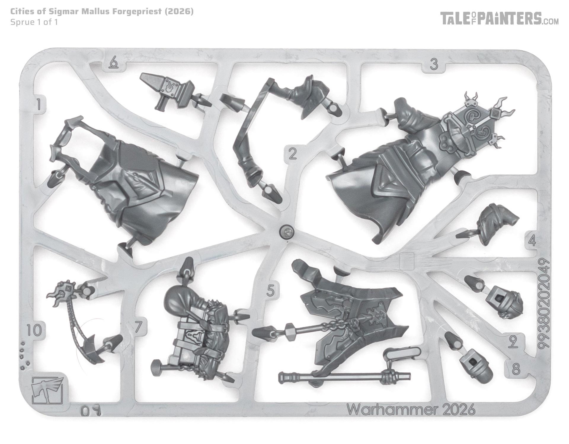 Mallus Forgepriest sprue, a miniature for the Cities of Sigmar faction from Warhammer Age of Sigmar