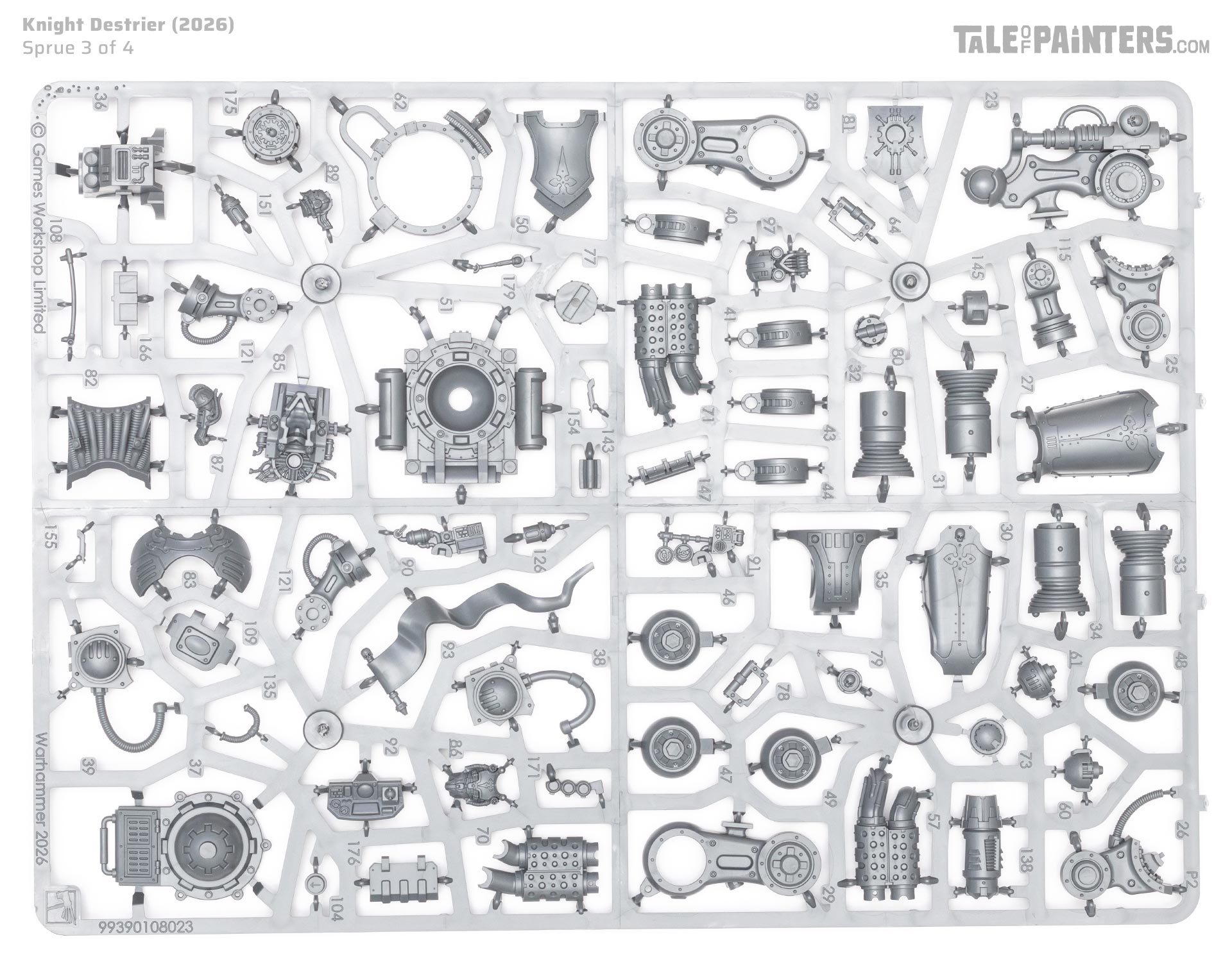 Imperial Knight Destrier plastic model sprue 3, on white background