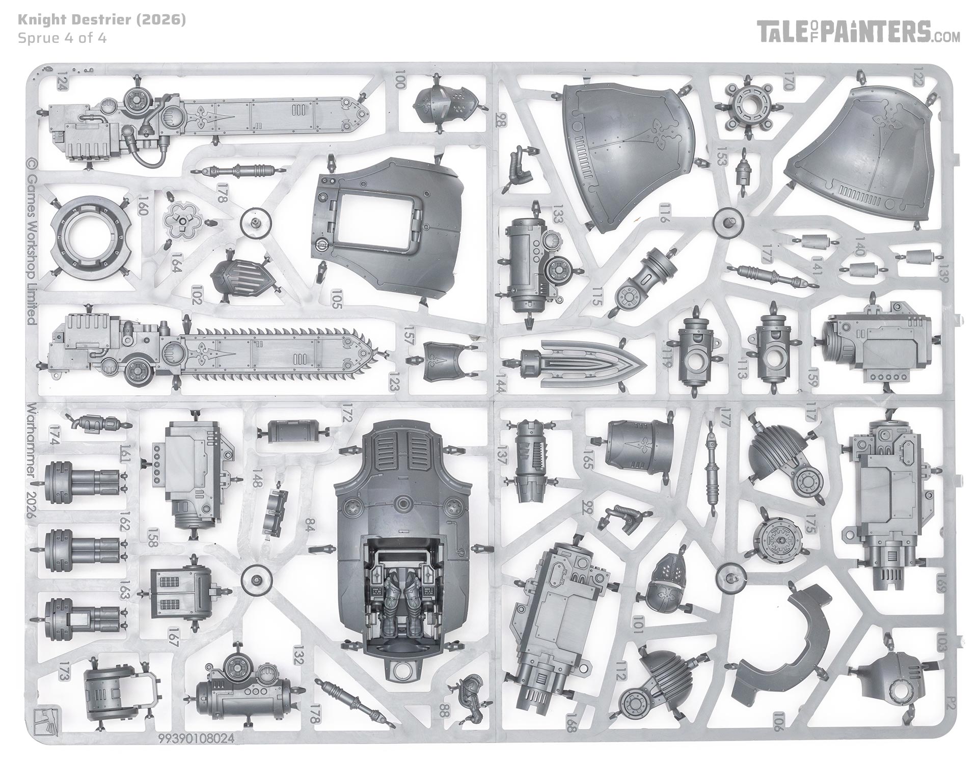 Imperial Knight Destrier plastic model sprue 4, on white background