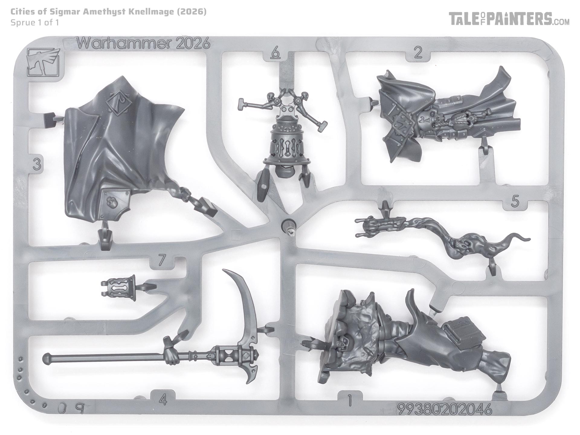 Amethyst Knellmage model kit sprues on a white background, a miniature for the Cities of Sigmar faction from Warhammer Age of Sigmar