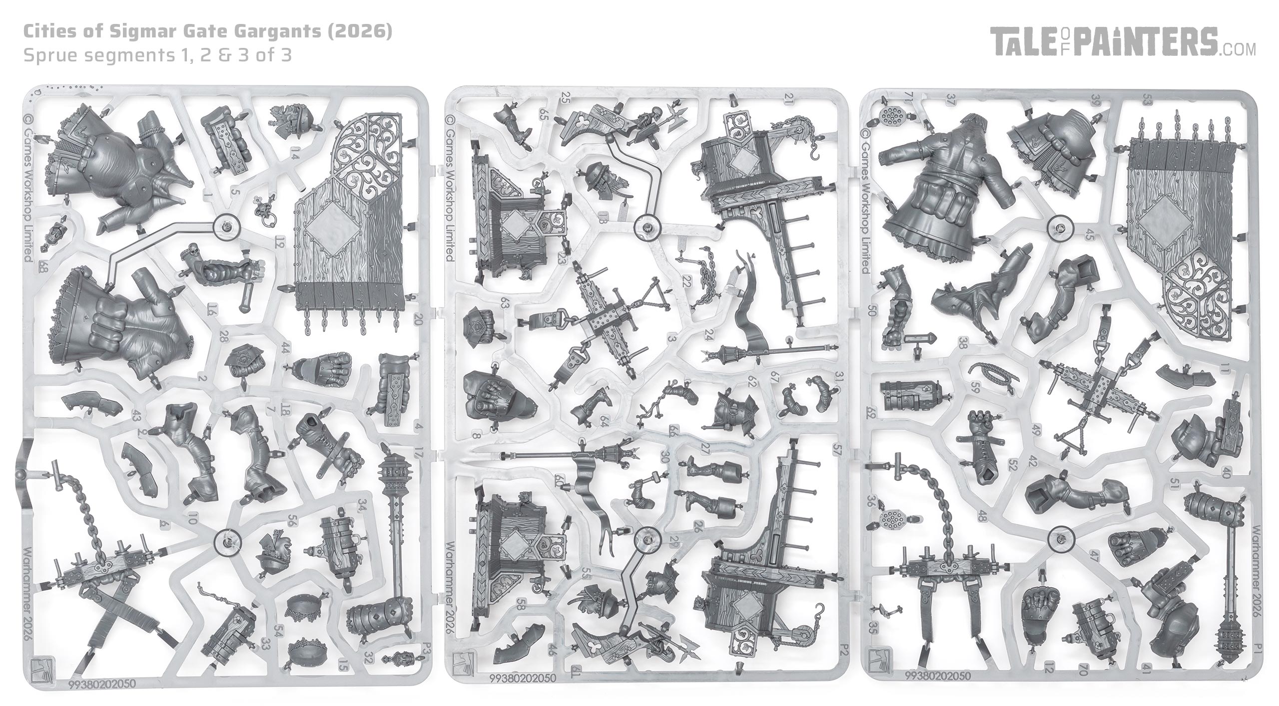 Gate Gargants model kit sprues on a white background, a miniature for the Cities of Sigmar faction from Warhammer Age of Sigmar