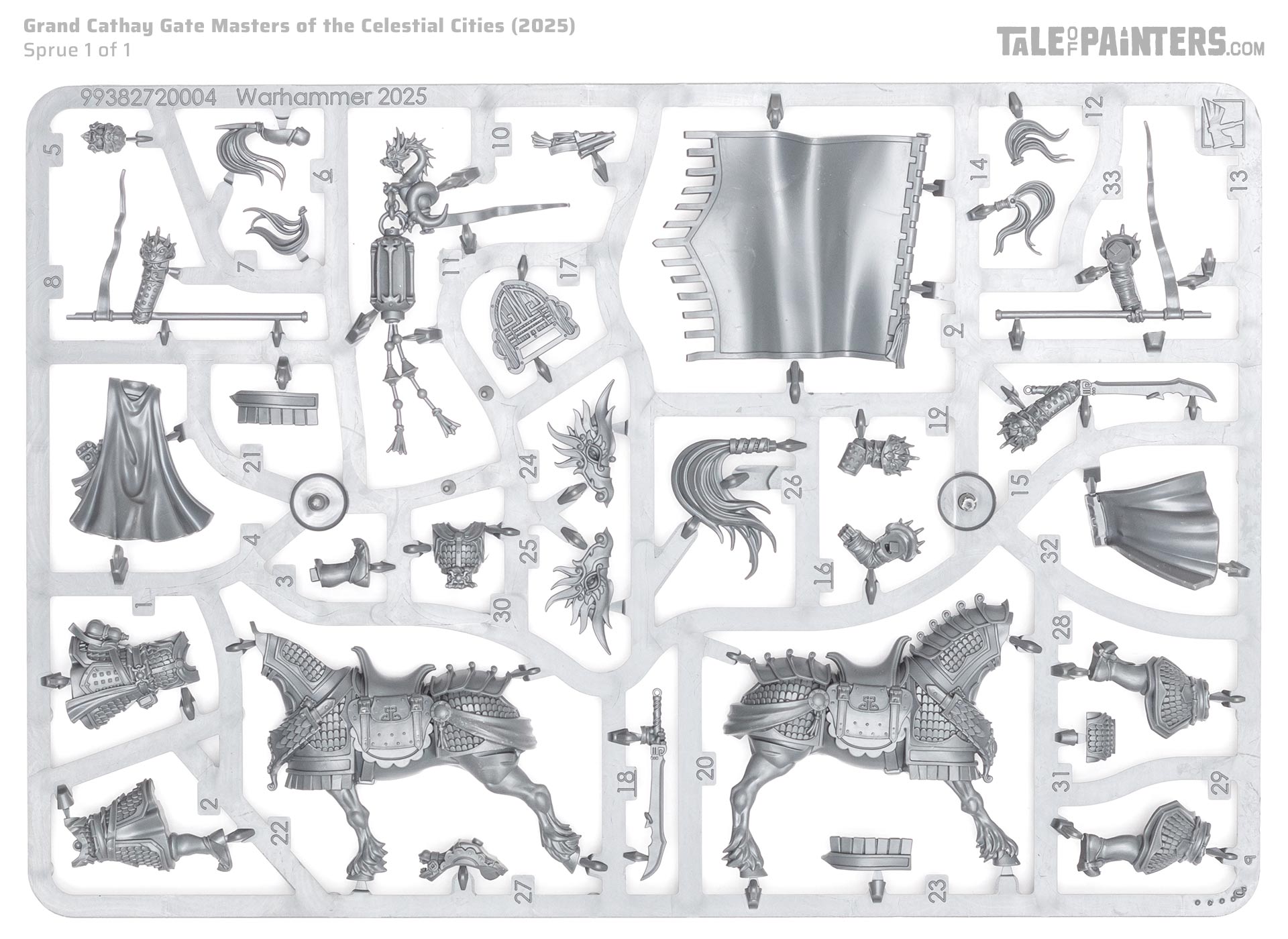Grand Cathay Masters of the Celestial Gates on a white background, miniatures for Warhammer: The Old World