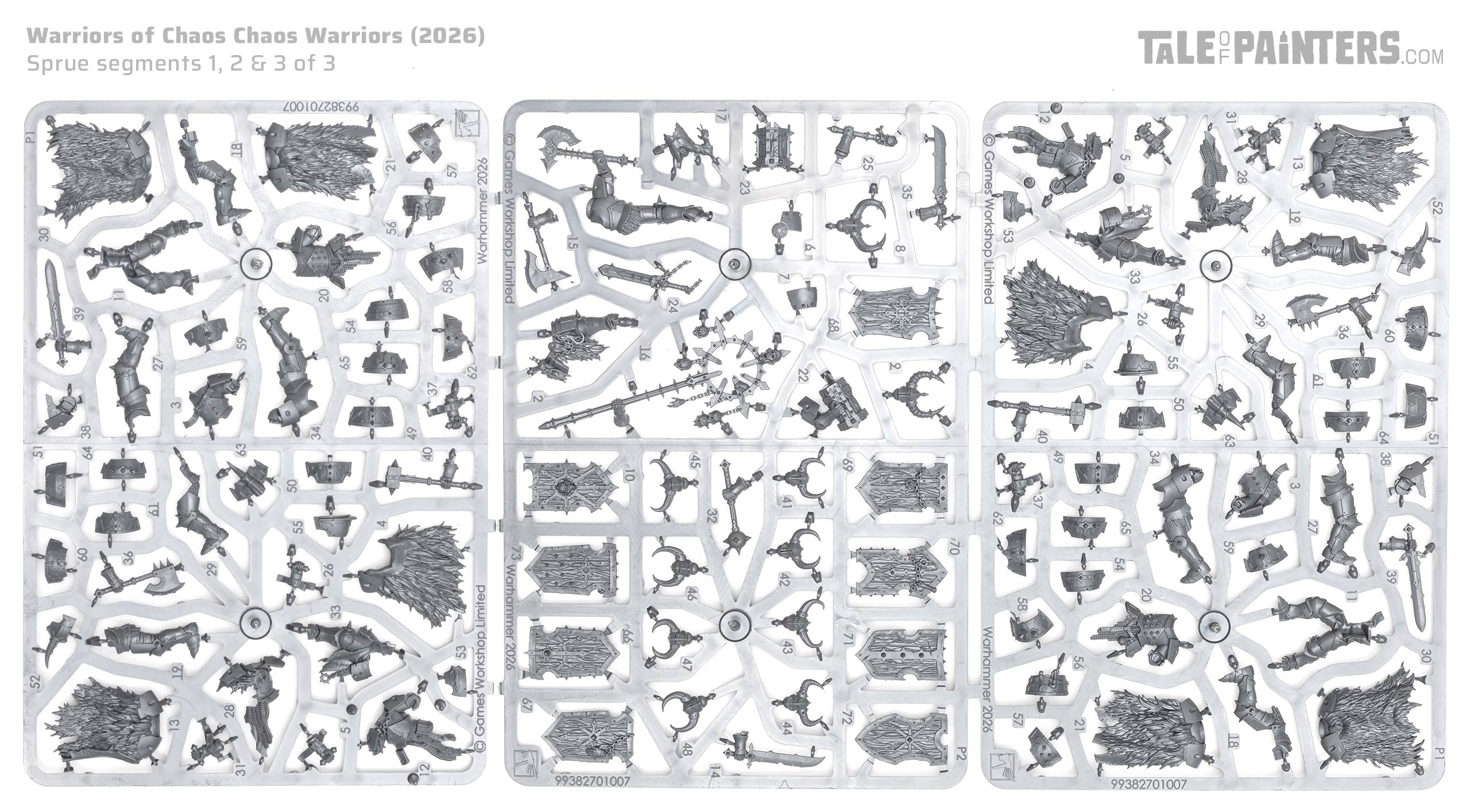 2026 Chaos Warriors sprues on a white background, miniatures for Warhammer: The Old World